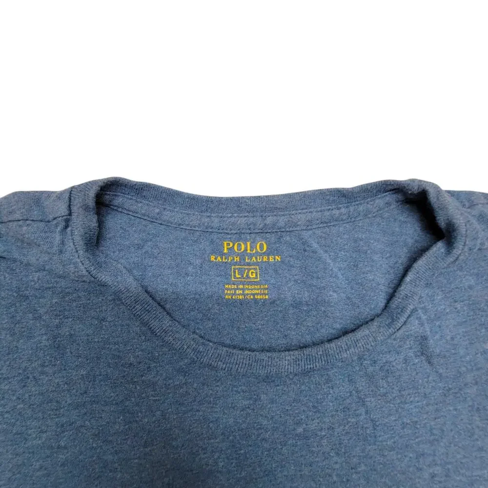 Polo Ralph Lauren Mens Large Blue Heather Long Sleeve Crewneck T-Shirt Pony